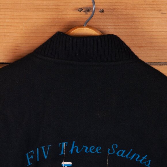 Vintage Wool & Leather Insulated Leatherman Jacket with Custom Embroidery - XL - Picture 4 of 9